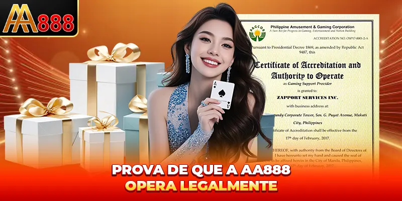 Prova de que a AA888 opera legalmente Prova de que a AA888 opera legalmente